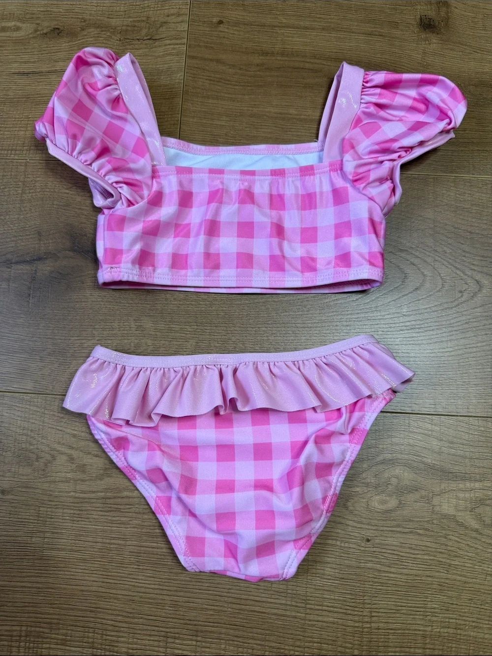 Barbie Pink Gingham Ruffle Two-Piece Swim Set